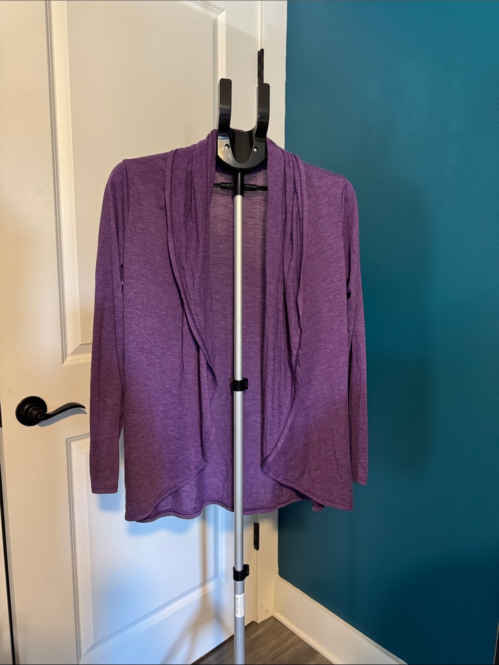 Women's Open-Front Purple Draped Cardigan